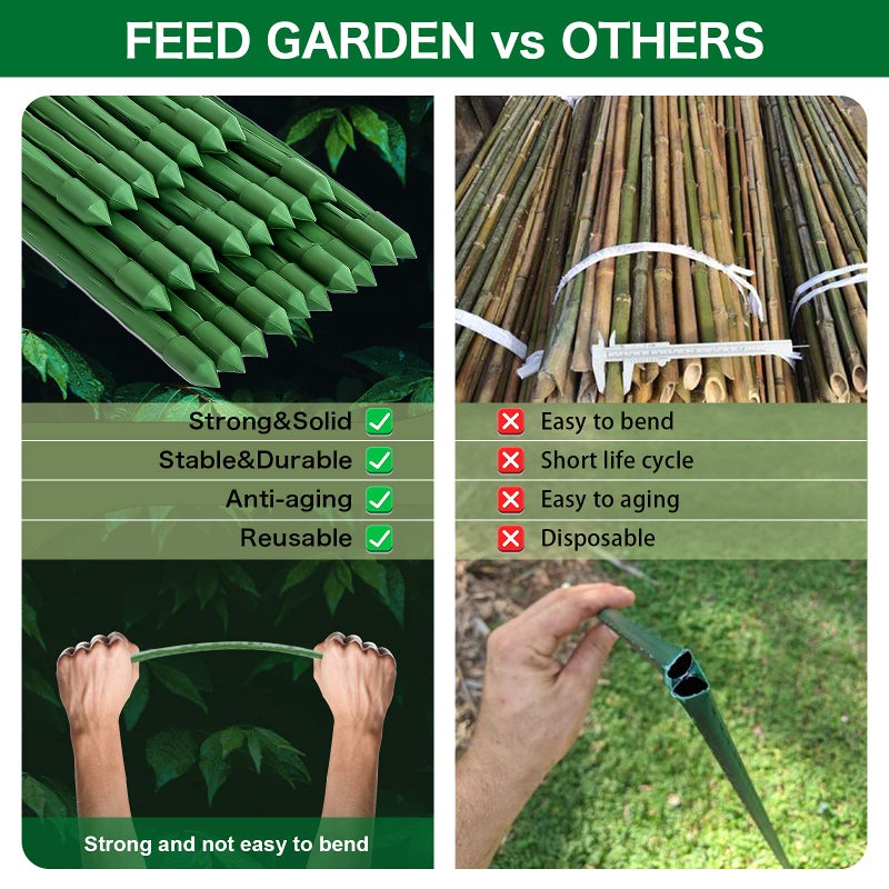 FEED GARDEN Garden Stakes 36 Inch 3ft 25 Pack, Sturdy Plant Metal Sticks Support, Plastic Coated Plant Stakes, Tomato Stakes, Beans, Trees - Image 5